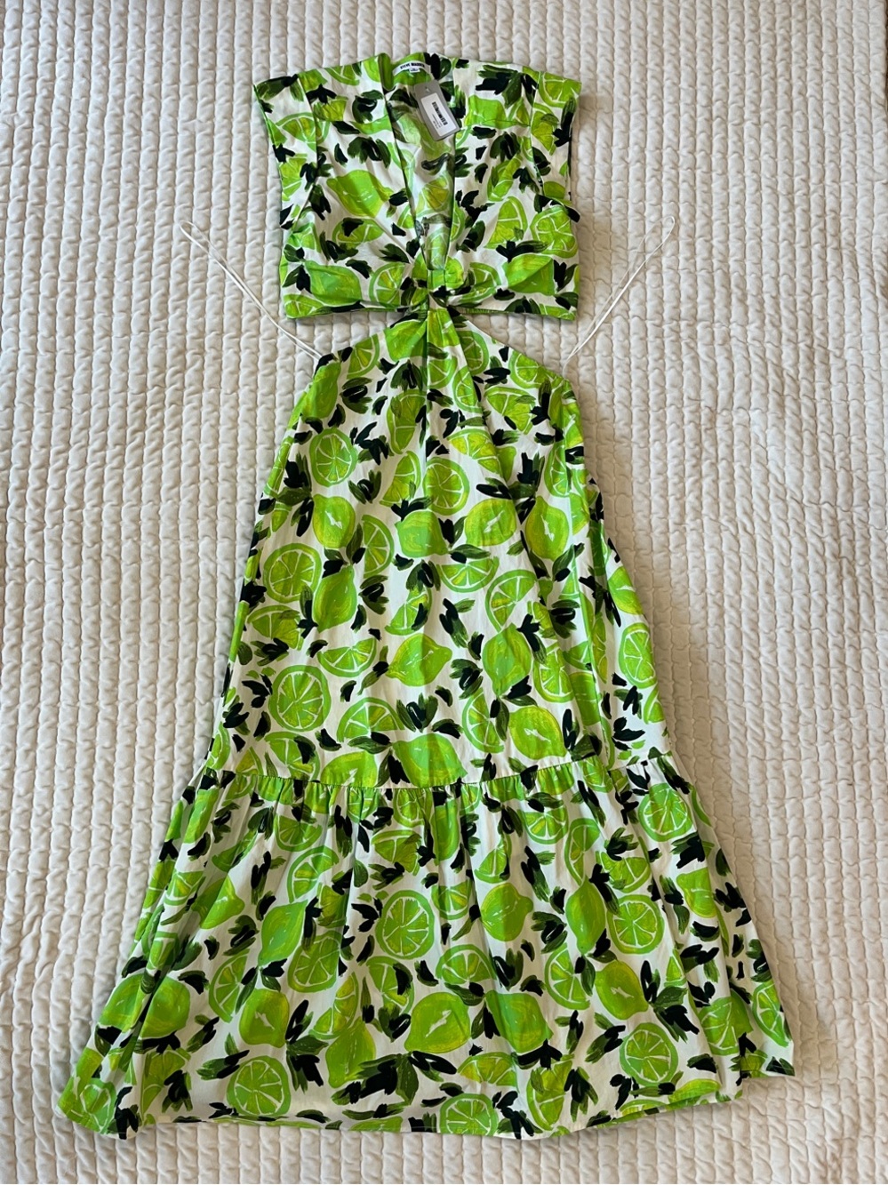 Steve Madden Lime Slice Tie-Front Maxi Dress - Bright Green & White
